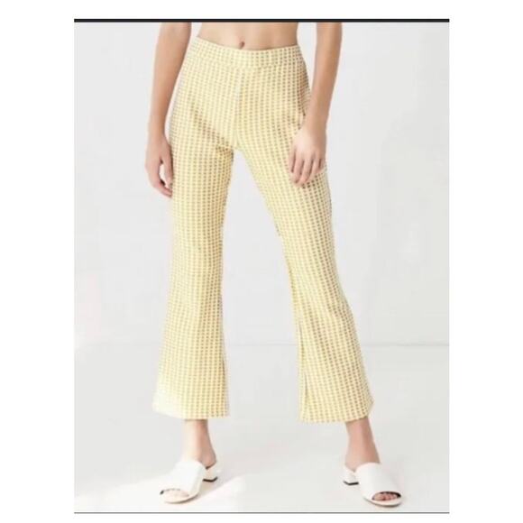 Urban Outfitters Pants - Urban Outfitters Yellow White Gingham Plaid Flare Pants Size Small